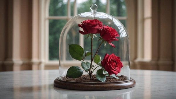 La beauté intemporelle de la rose sous cloche